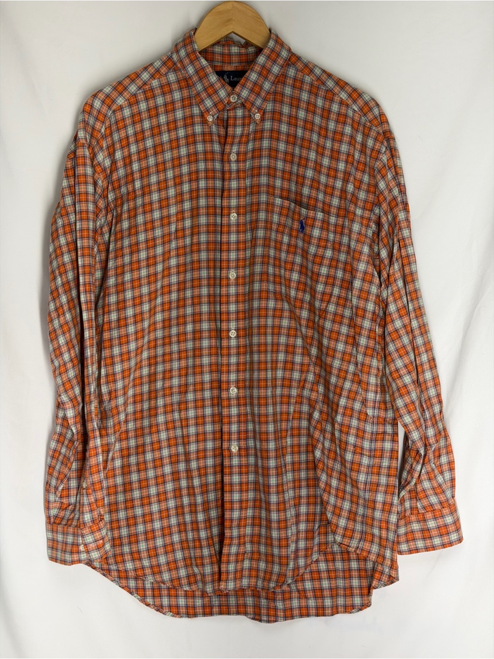 Vintage Polo by Ralph Lauren Orange Plaid Button-Down Shirt